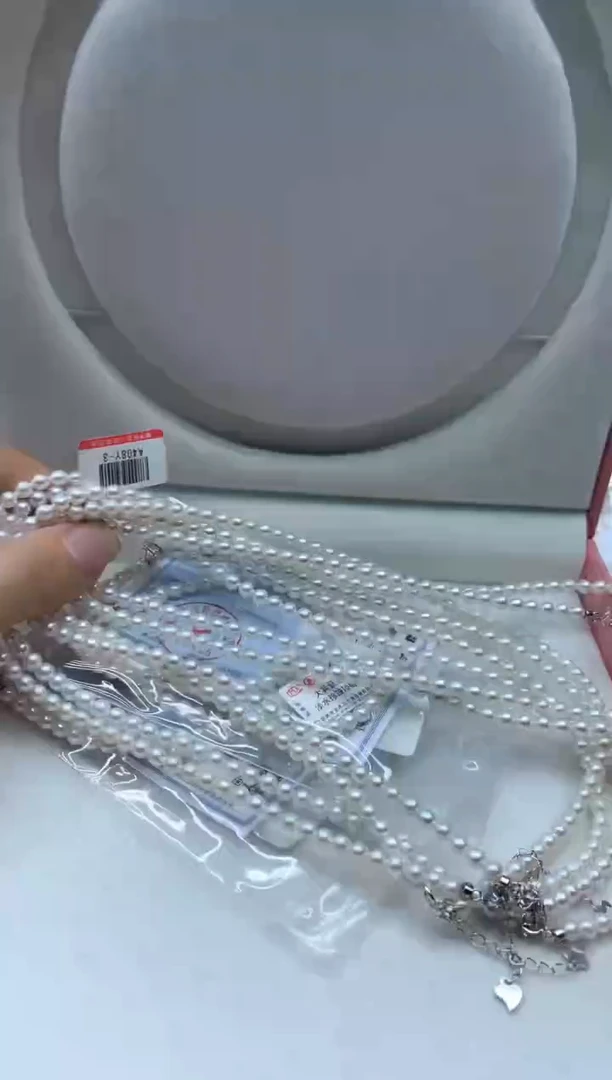 淡水珍珠银S925镶嵌颈饰多样性发其一3mm