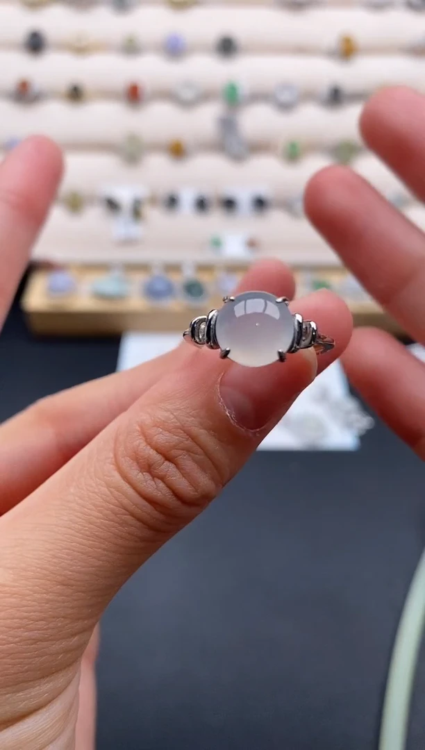 银S925镶嵌戒指翡翠5555555+3