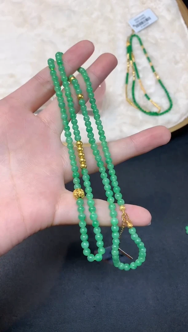 项链足金镶嵌翡翠W22|9800