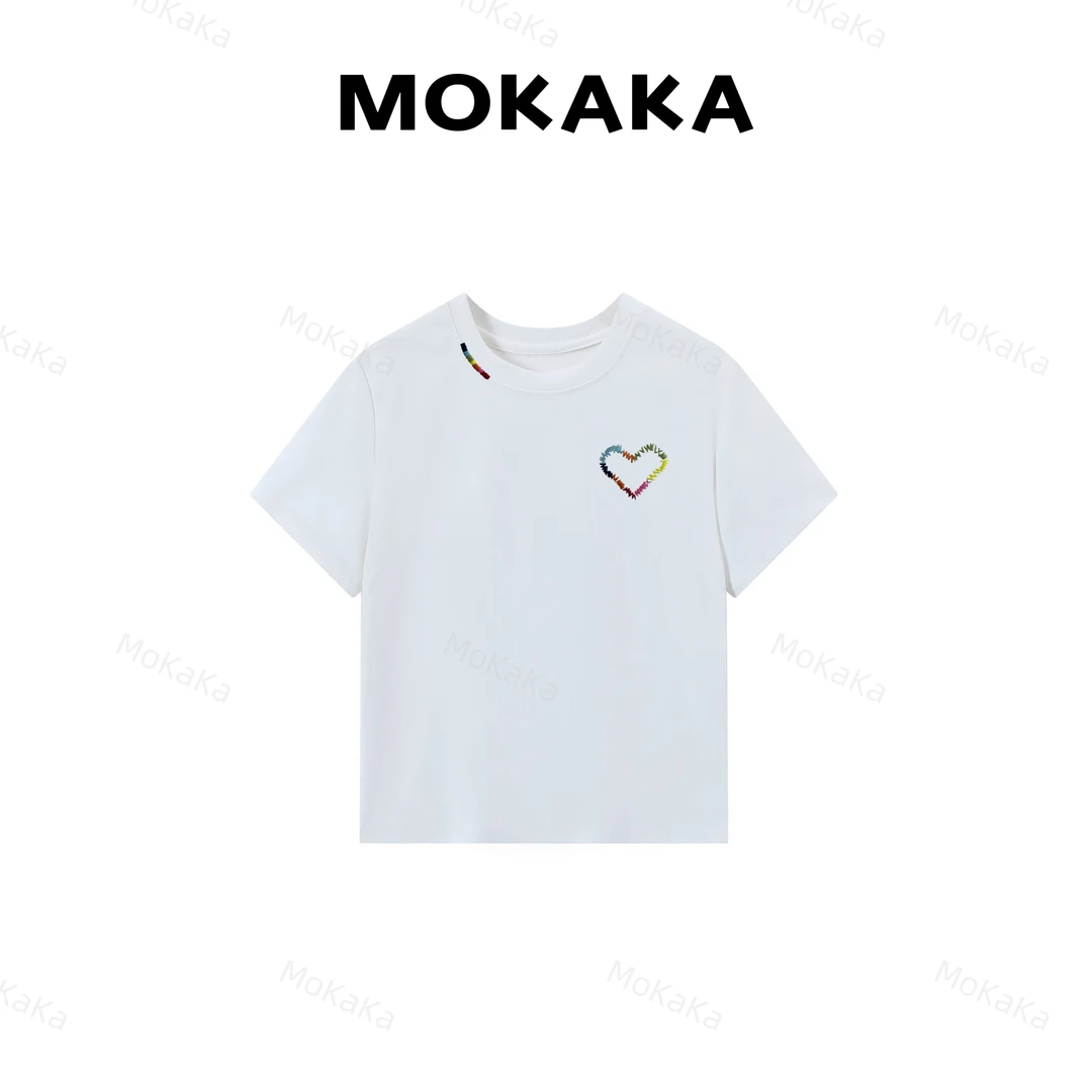 【彩虹爱心】春夏设计师款彩虹爱心圆领短袖T恤潮流休闲百搭女上衣