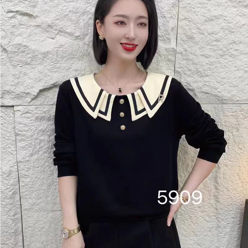 2482款娃娃领休闲宽松欧洲站卫衣