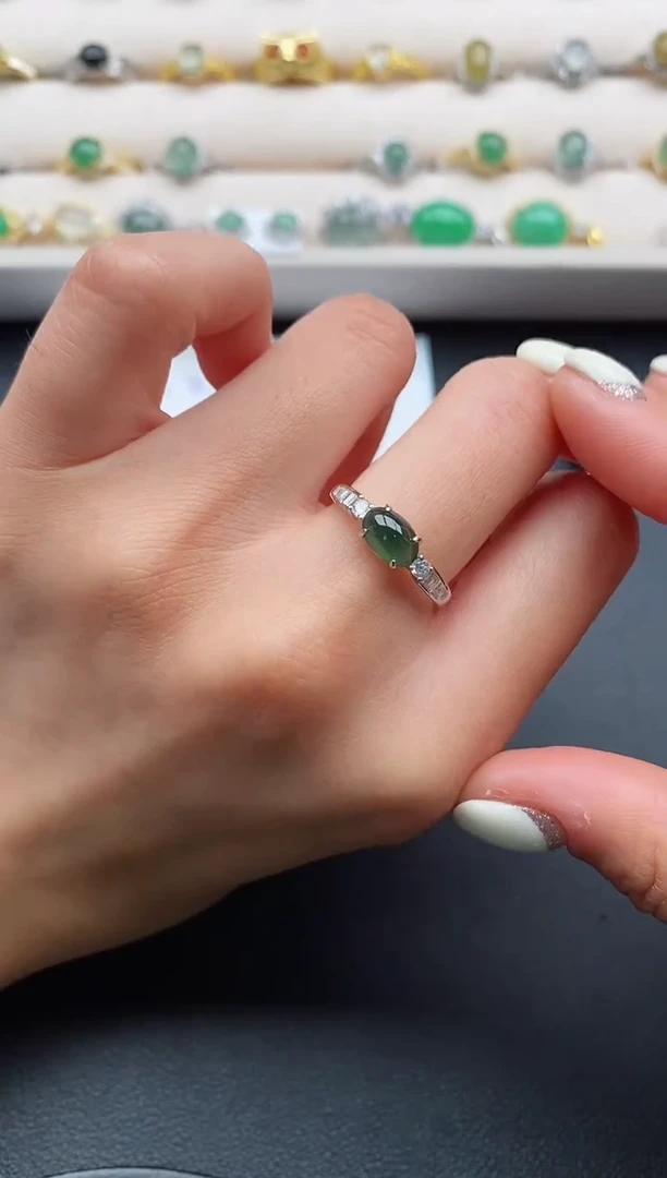 银S925镶嵌戒指翡翠11111111+10