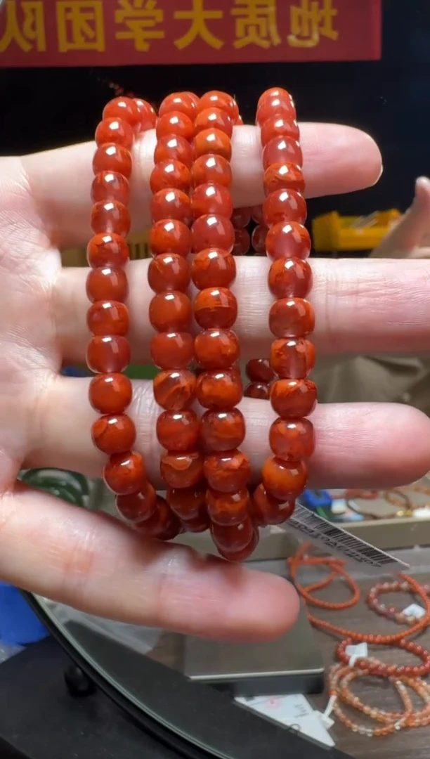 【闪购商品】南红玛瑙手串未镶嵌南红玛瑙老型珠多圈约6.5-7mm