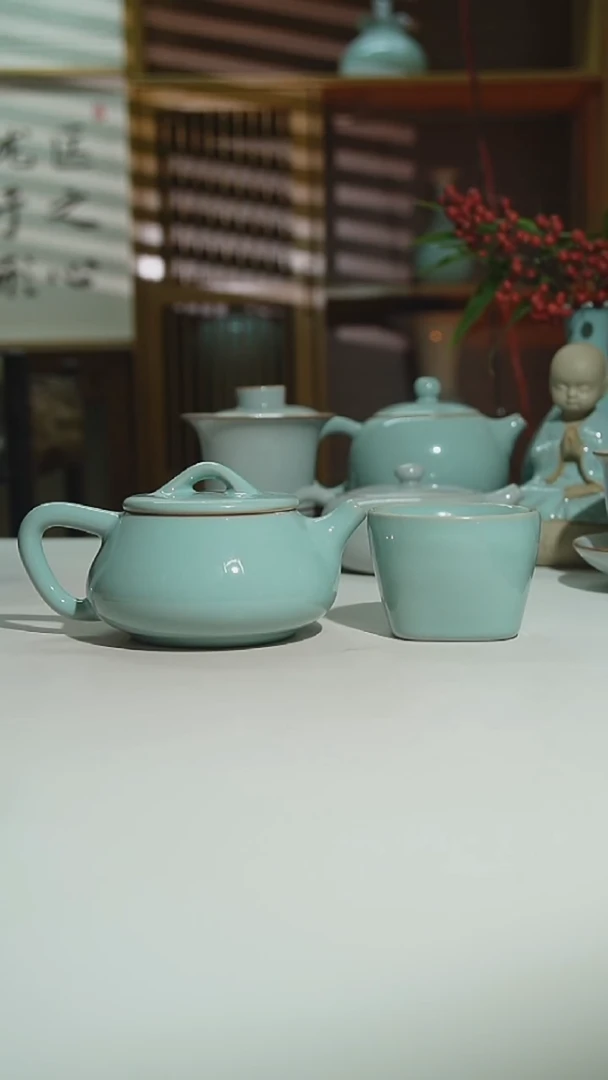 珑匠天青支钉石瓢壶二级福利一壶一杯