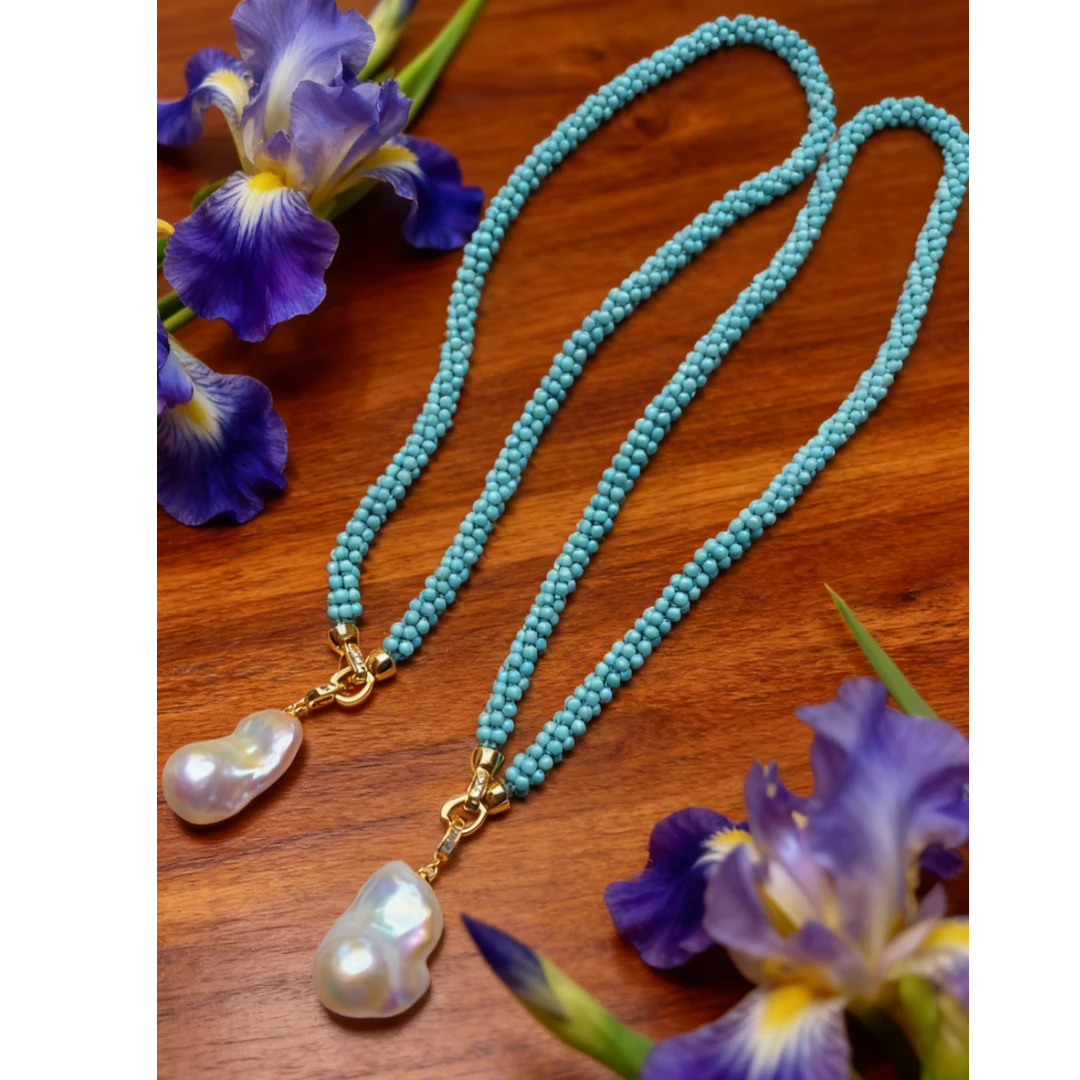 天然原矿绿松石高瓷精工小米珠编制项链手链多样性发一