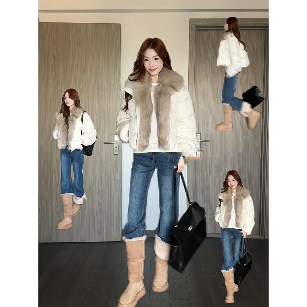 毛毛设计感超蓬松毛领棉服外套女冬季宽松保暖休闲厚款面包服棉衣