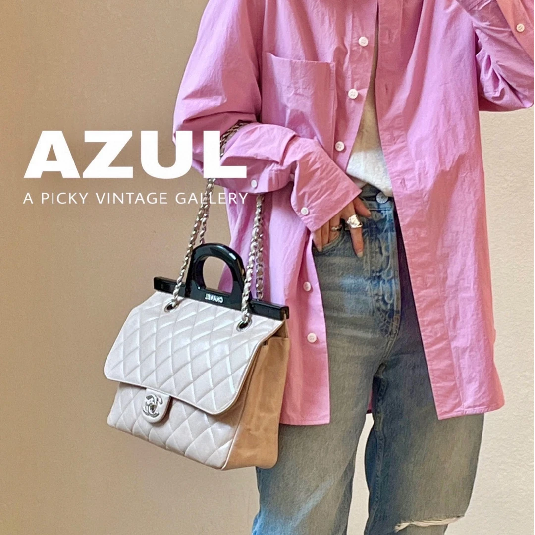 95新 Chanel/香奈儿 Azul-裸粉油蜡皮亚克力手柄衣架单肩包 39328