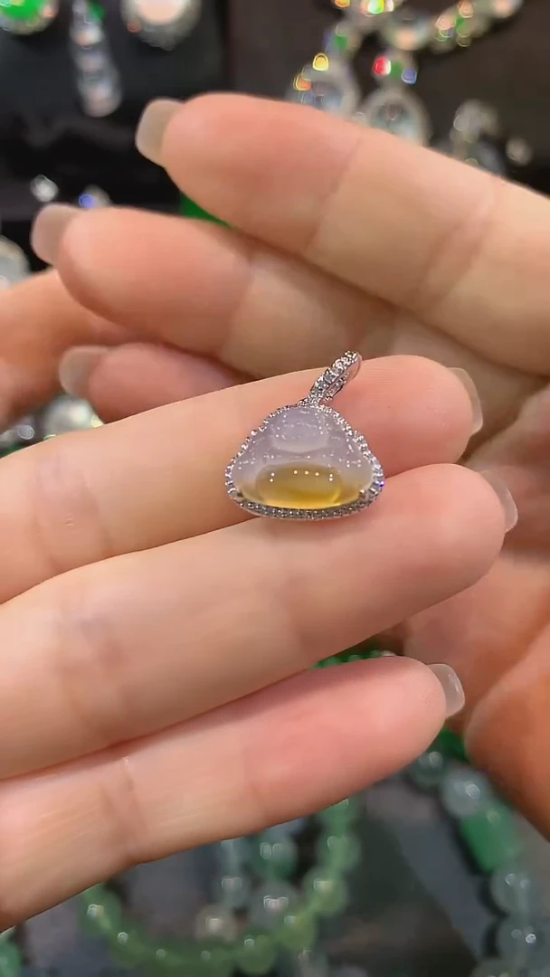 翡翠18K金镶嵌吊坠(不含链)吊坠