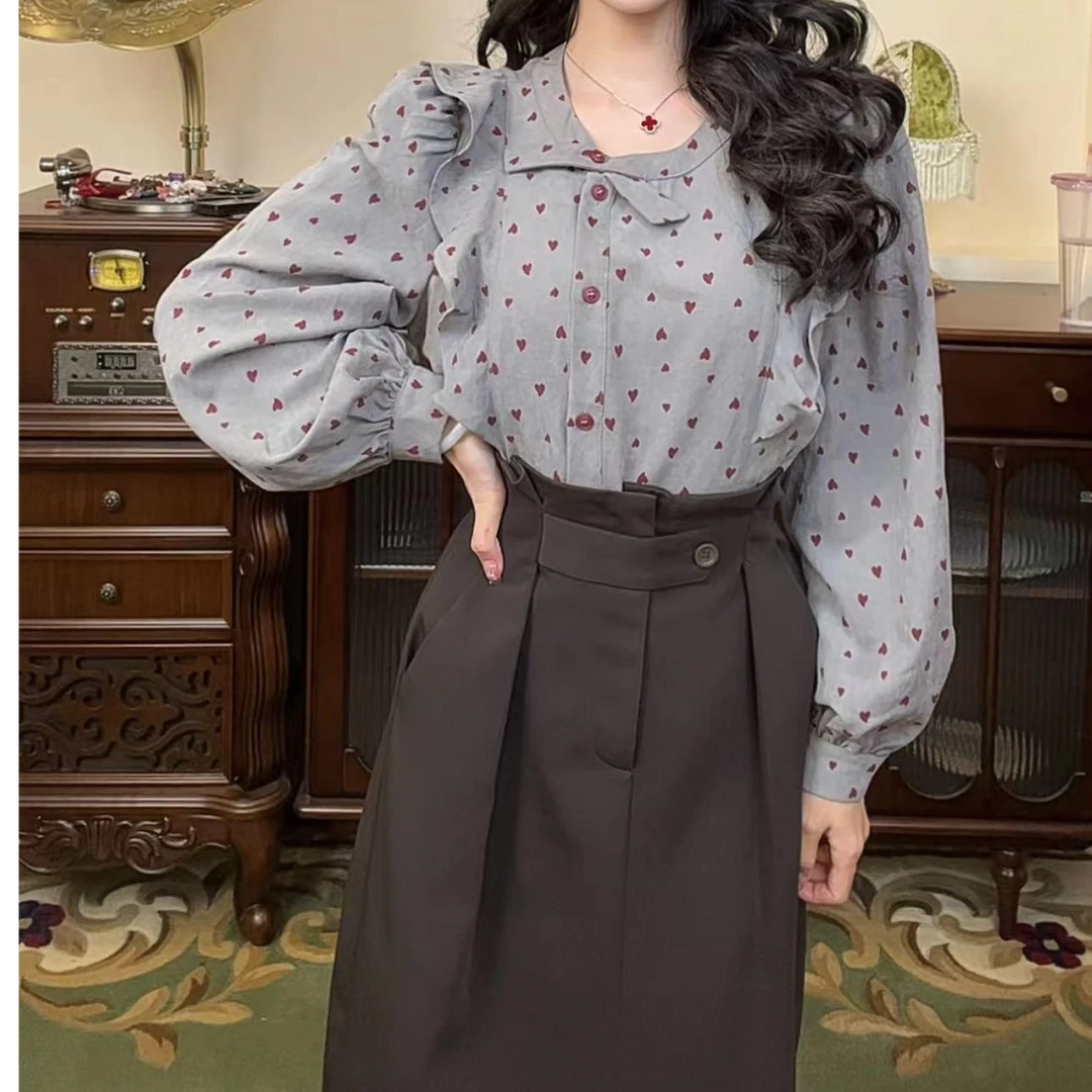 清【港万】斜门襟洋气减龄设计感波点衬衫Y3684