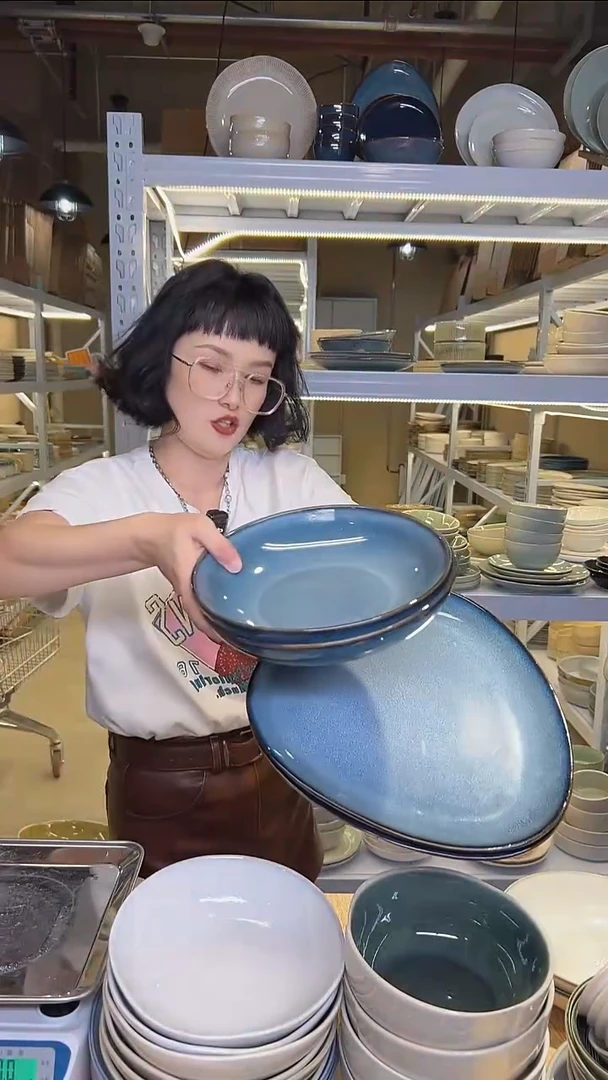 瓷368外贸尾货高温釉下彩餐具默认微瑕