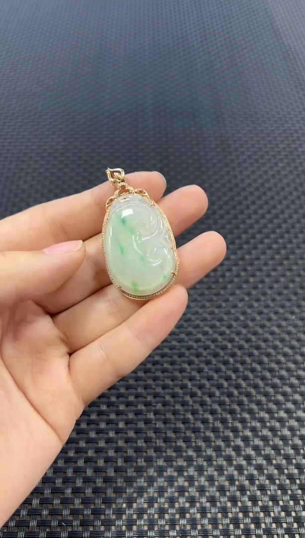 【闪购商品】翡翠吊坠(不含链)18K金镶嵌（多样性发一件）