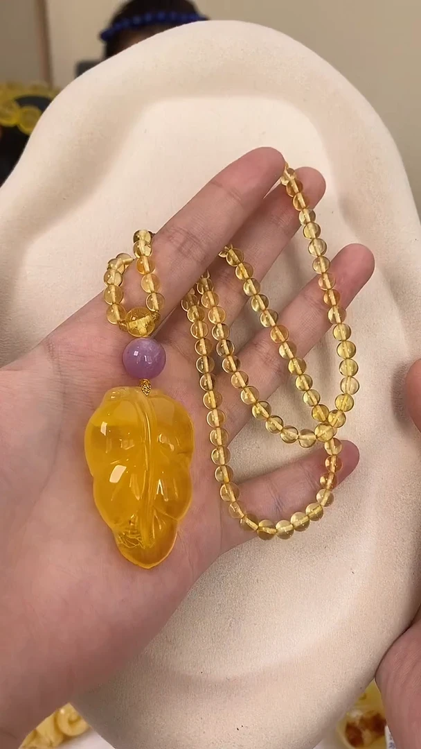 琥珀颈饰未镶嵌项链