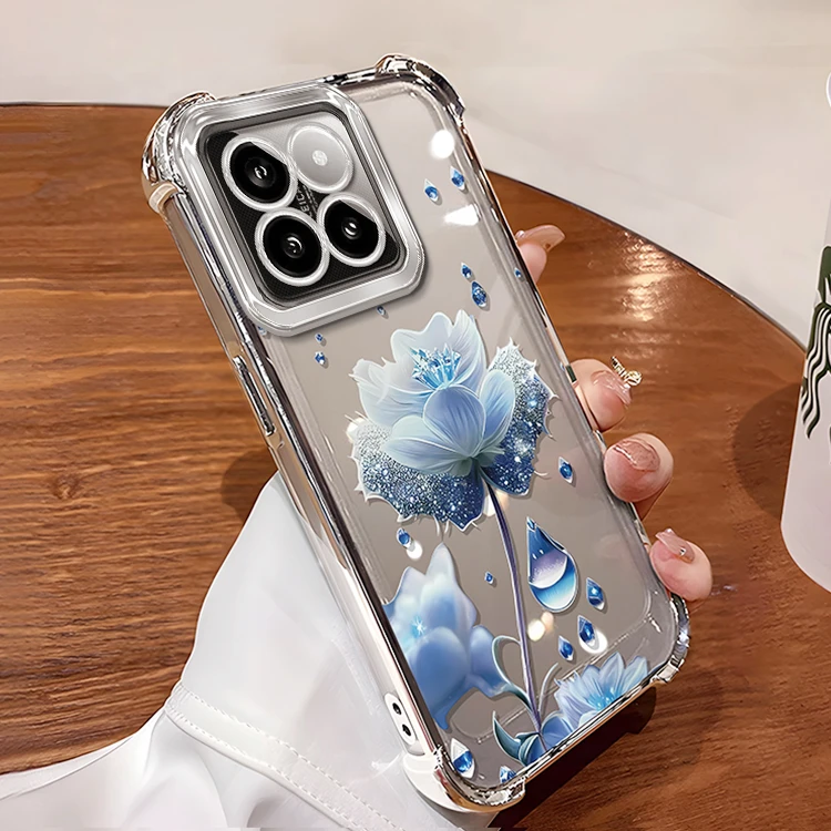 适用小米17pro手机壳水晶花朵女小米17ultra防摔新款电镀透明创意