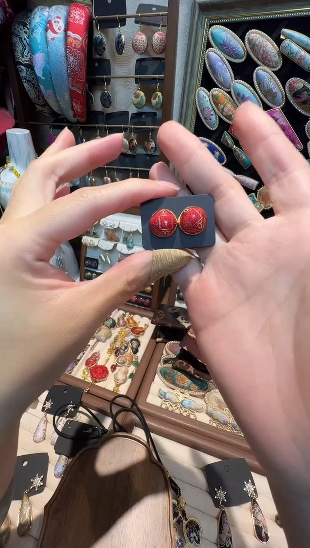 香**凝【孤品车11.9】陆美瑛鸿运纹锦12毫米耳钉