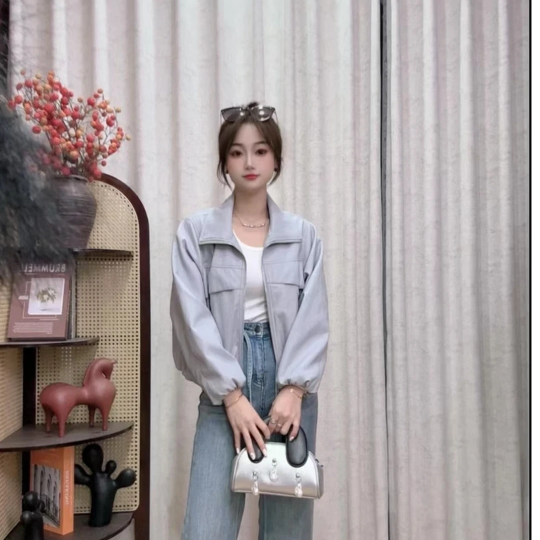 皮衣女短外套2025春秋季新款小个子洋气百搭减龄简约休闲上衣