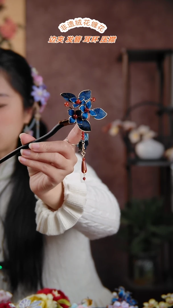 非金属无点翠色檀木簪