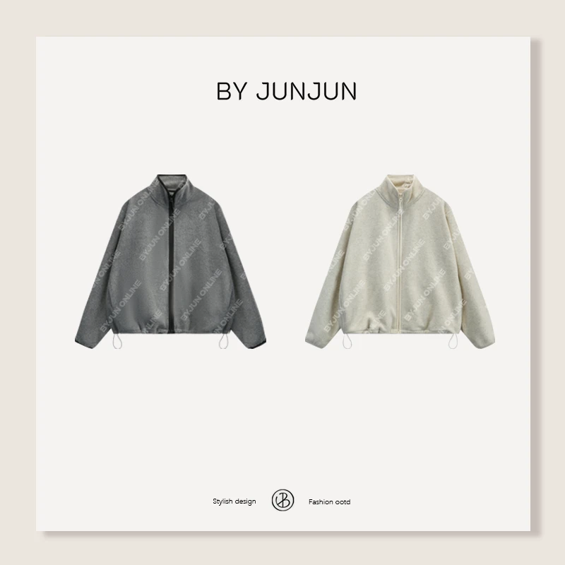 ByJunjun暖融融双面细颗粒外套冬季保暖卫衣