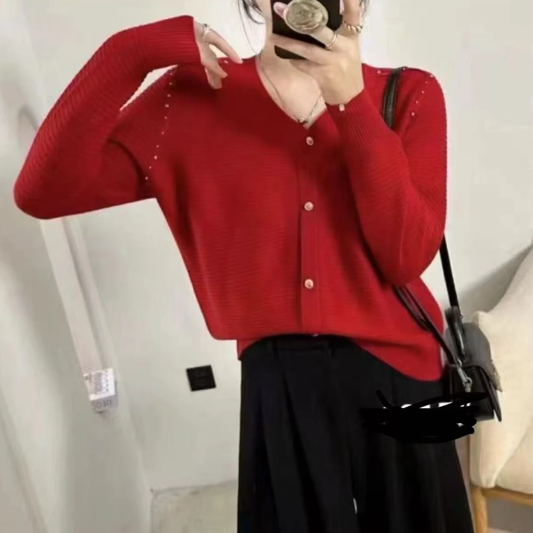 157#长袖针织衫显瘦气质时尚百搭v领套头2 17