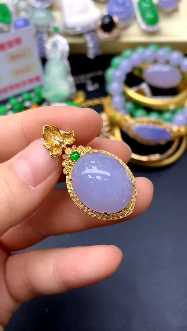 颈饰18K金镶嵌翡翠244-中国好珍宝