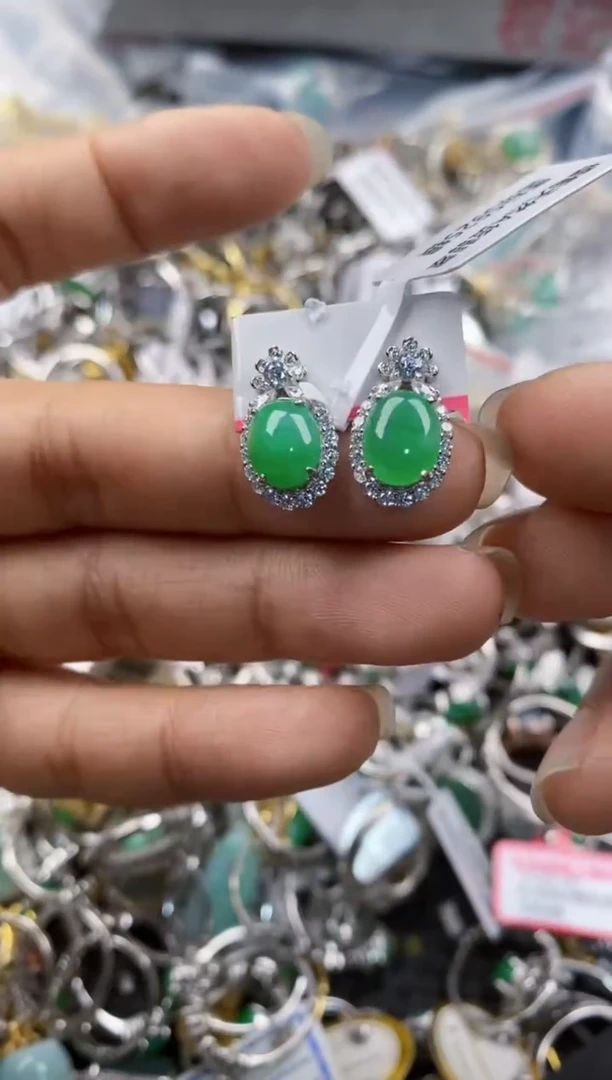 银S925镶嵌戒指翡翠222---2