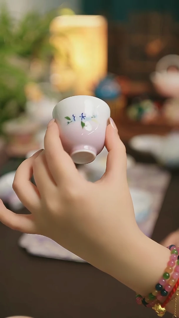 闪购陶瓷茶具  蝶恋花福禄杯