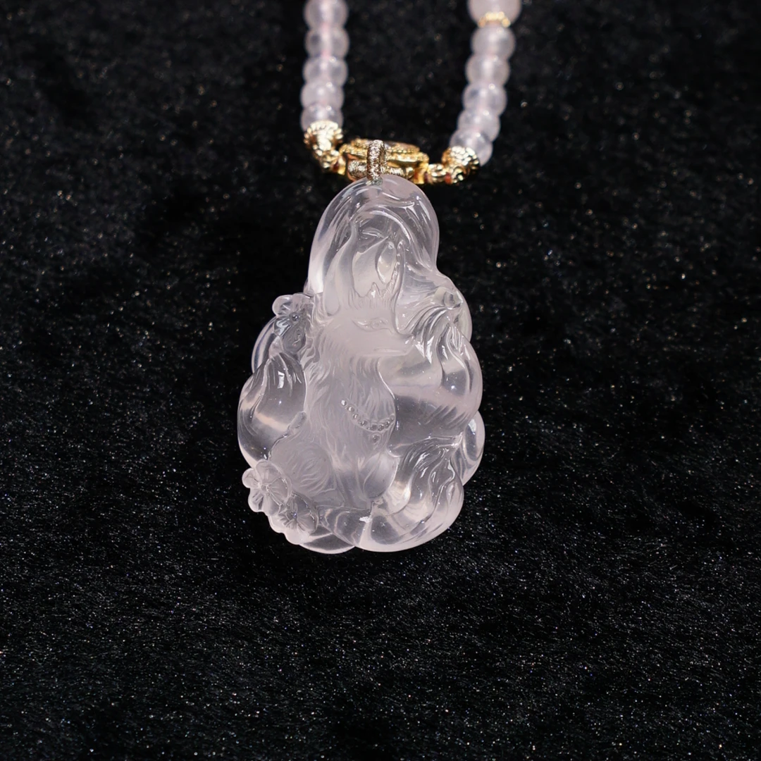 晶匠粉水晶凤九吊坠  编号JP56060