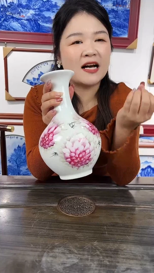 摆件瓷瓷博会牡丹玉壶春