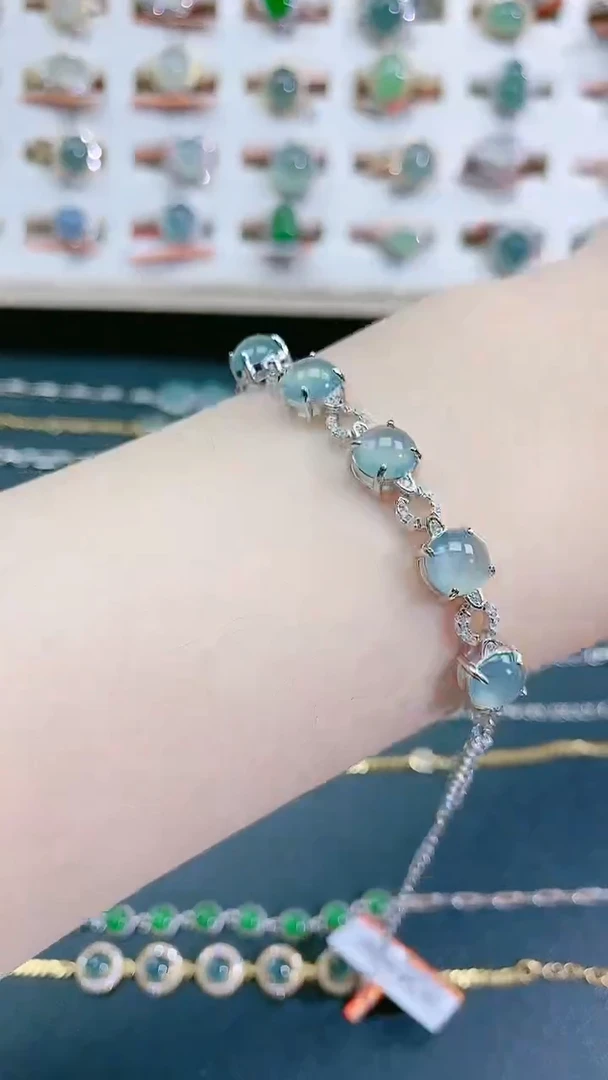 手链翡翠银S925镶嵌天然翡翠