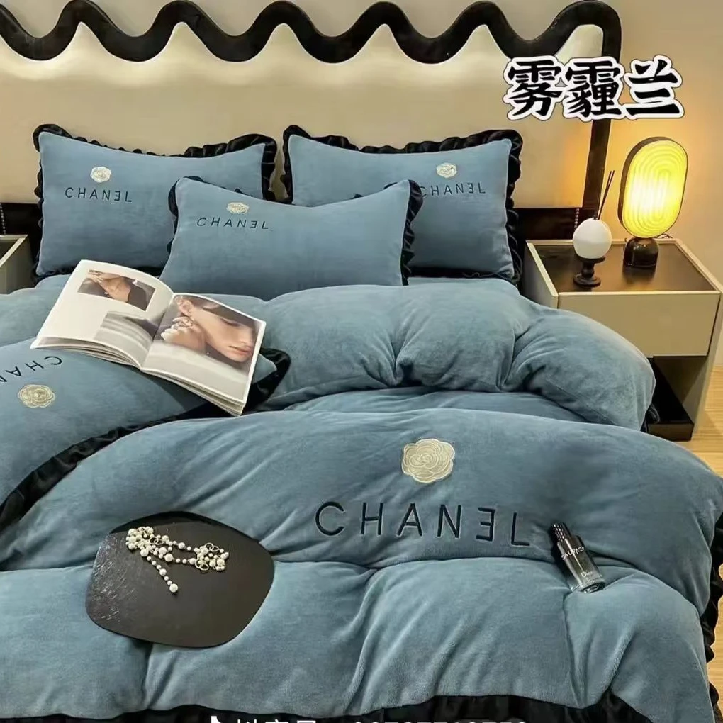 加大牛奶绒四件套冬季保暖舒适