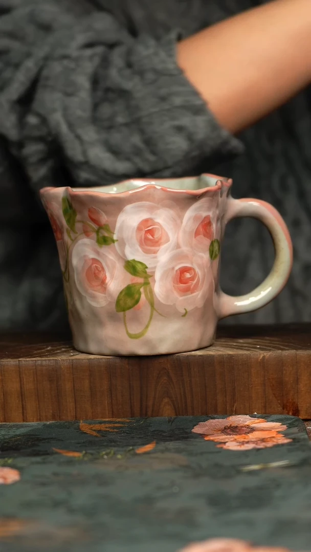 杯釉下彩手工手绘同款陶器