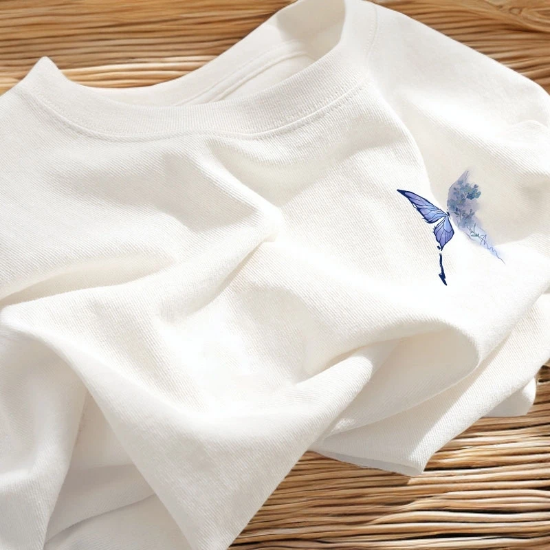 百搭短袖纯棉t恤女白色2025新款爆款高级感圆领体恤洋气减龄上衣