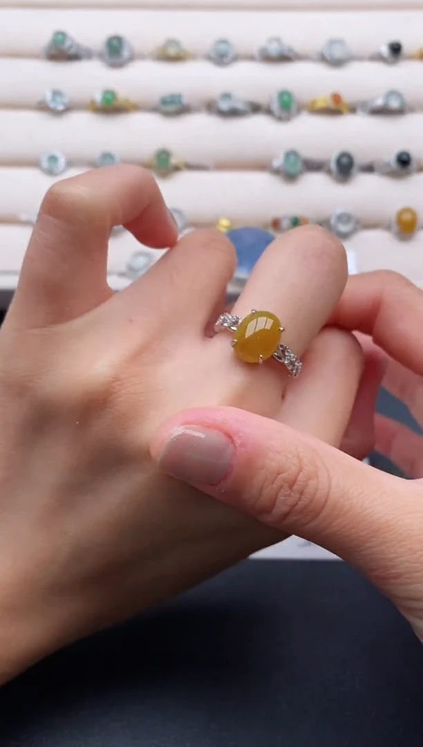 银S925镶嵌戒指翡翠4444444+6