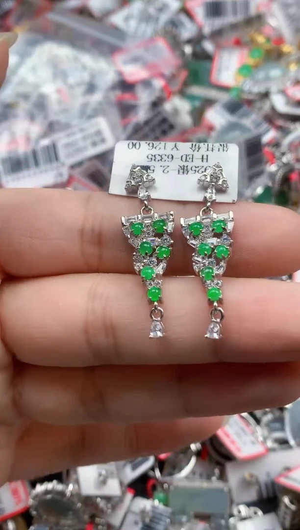 银S925镶嵌戒指翡翠天然A货缅甸翡翠