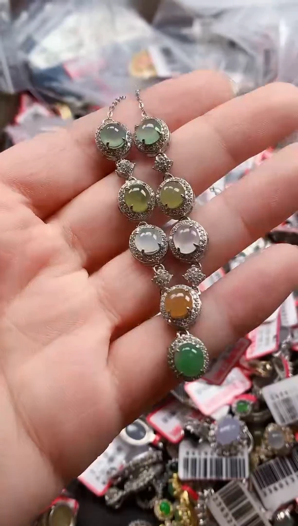 银S925镶嵌戒指翡翠天然A货缅甸翡翠