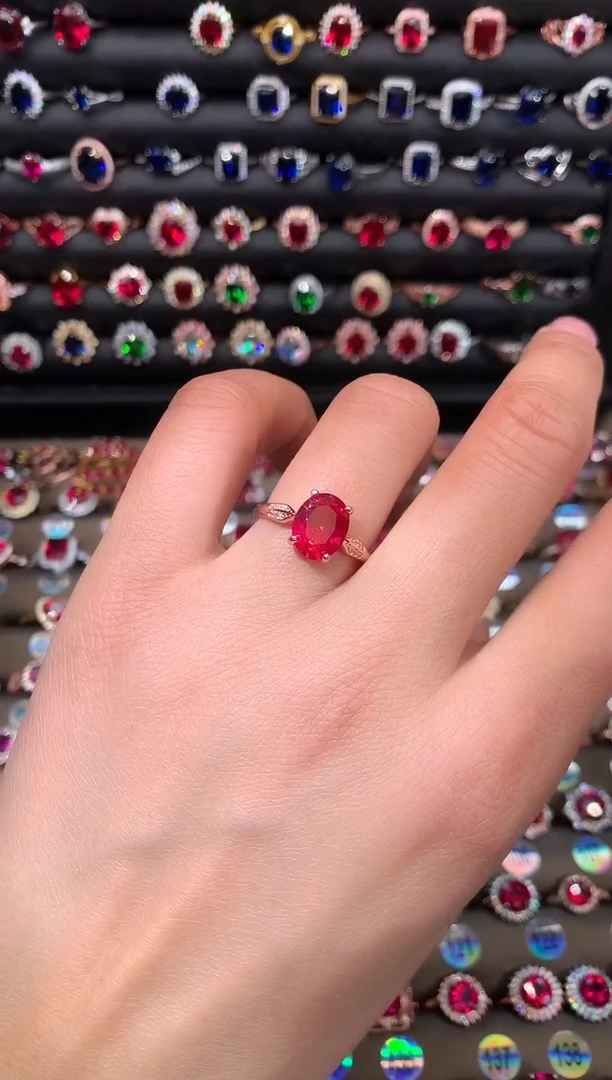 【闪购商品】红宝石戒指银S925镶嵌玫瑰金