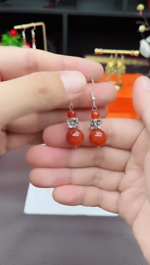 玛瑙/玉髓耳饰银S925镶嵌422000