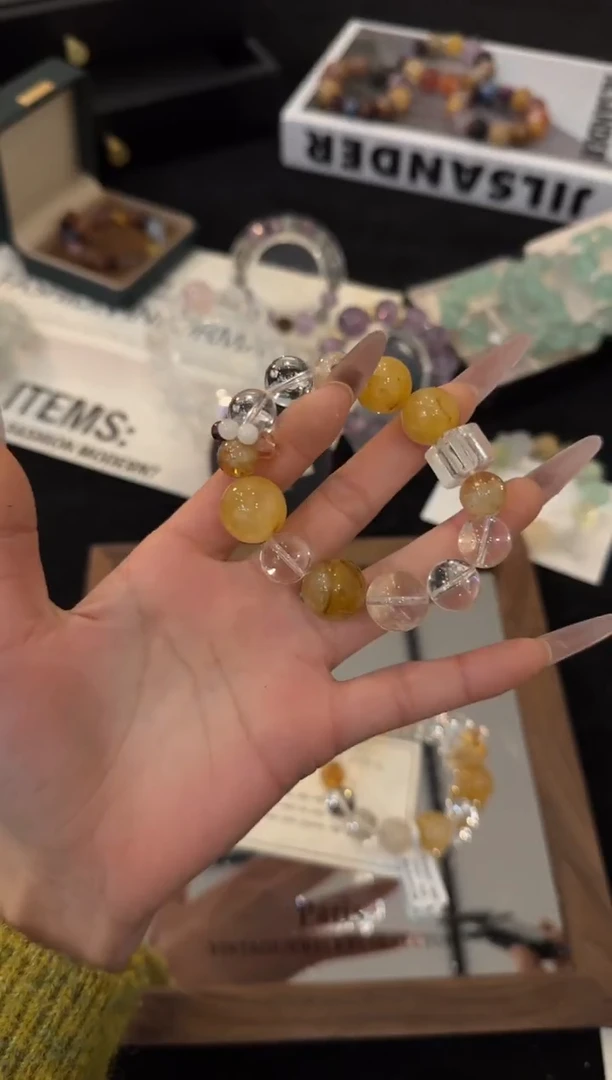 未镶嵌手链水晶黄胶花x3426