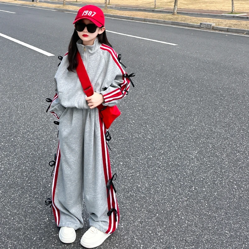 【现货】女童套装春季2025新款儿童洋气时髦外套女大童春秋宽松阔腿