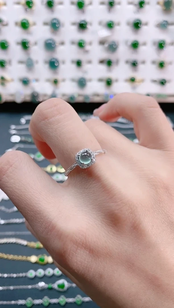 【闪购商品】翡翠戒指银S925镶嵌天然翡翠