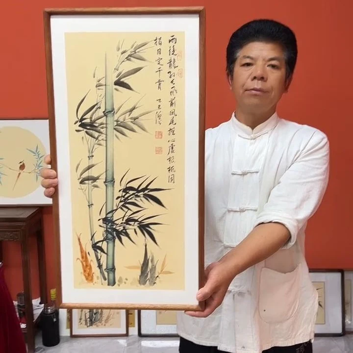 张富民作品/指日定干霄（乌檀木实木框）/古宣/36*70cm左右