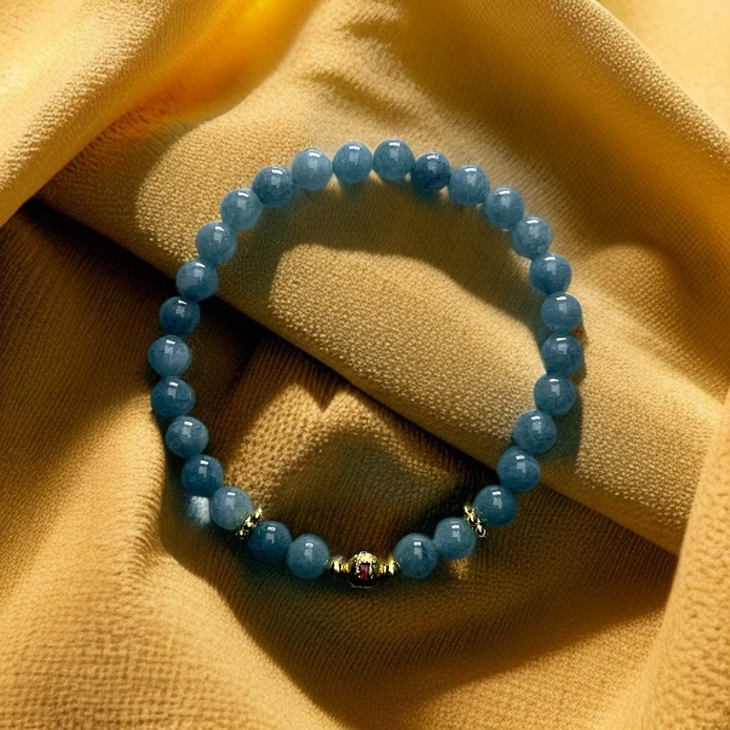 翡翠手串6M（H2896）22时尚百搭精美珠珠翡翠直播间蓝色翡翠手链