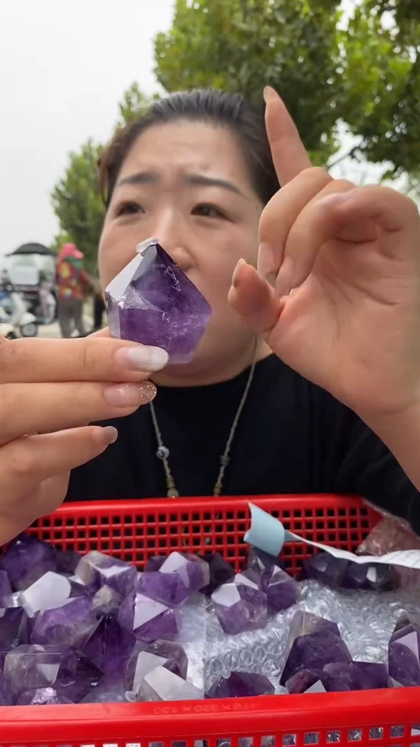 未镶嵌珠宝半成品水晶紫晶柱子D609