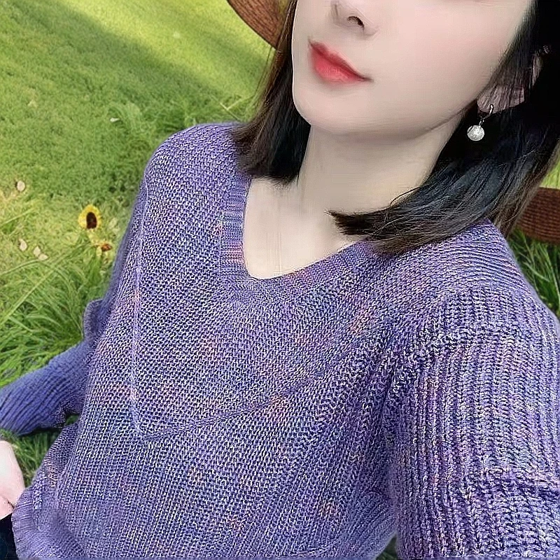 V领针织纯色针织衫春夏季新款网红时尚百搭秋冬休闲风显瘦套头女