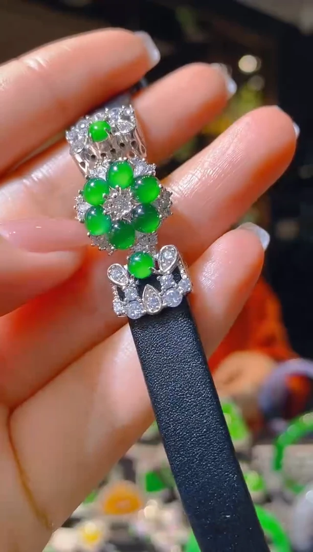 【闪购商品】翡翠手链银S925镶嵌123（多样性发货）