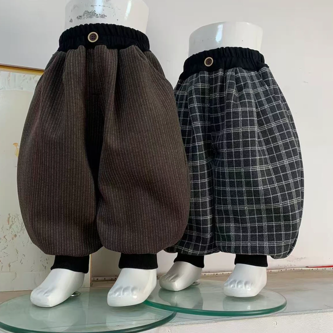 男童加绒原创裤子冬装25年儿童新款韩版洋气中小童童装潮流灯笼裤