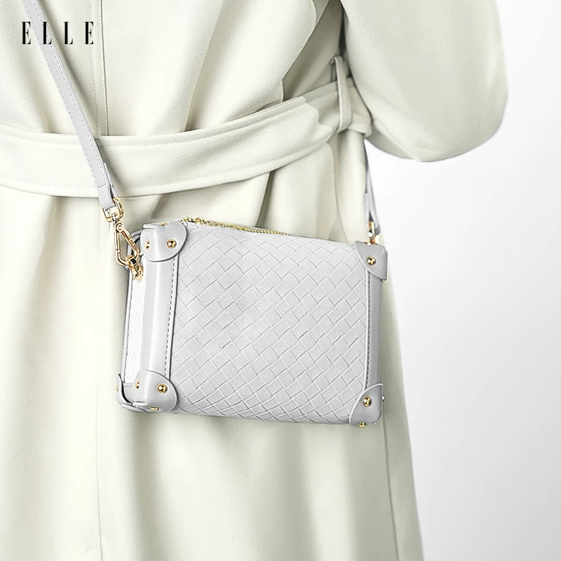 ELLE2025年新款女士爆款气质百搭专柜时尚单肩轻奢菱格手拎斜跨包
