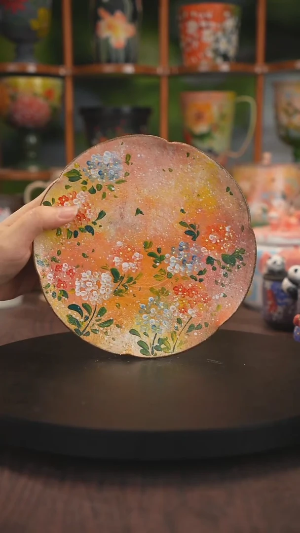 紫砂油画釉下彩手绘
