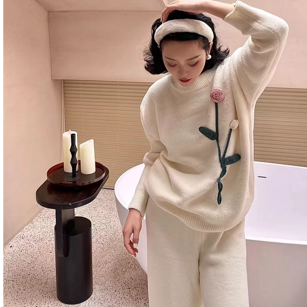 加厚时尚圆领套头可外穿家居服秋冬睡衣女款爆款2025新款网红