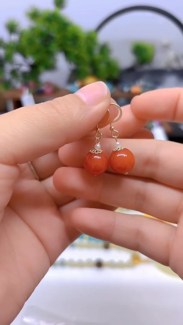 翡翠14K金镶嵌耳饰DIY款E827