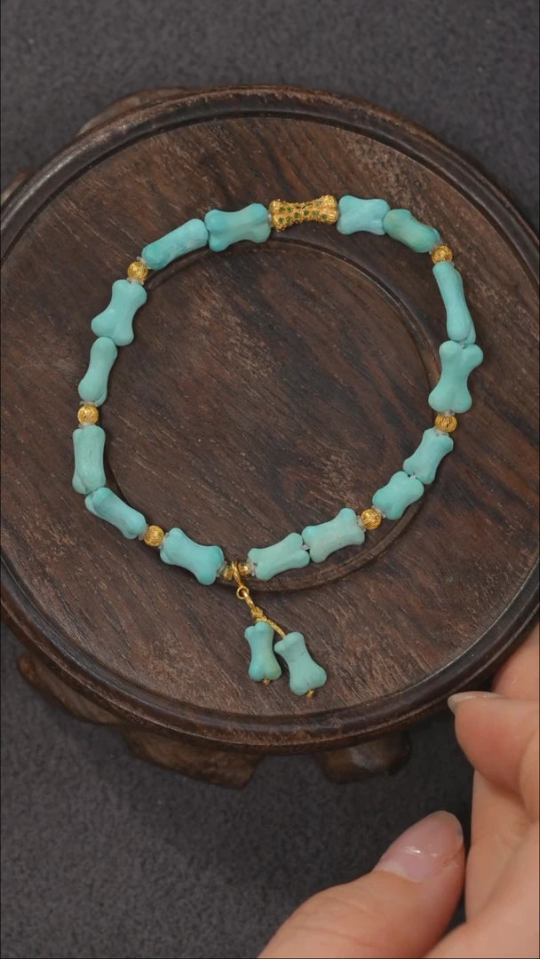 【闪购商品】绿松石手链18K金镶嵌1